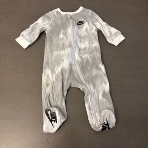 White and Gray Nike Onsie Sleeper Size 6 Months